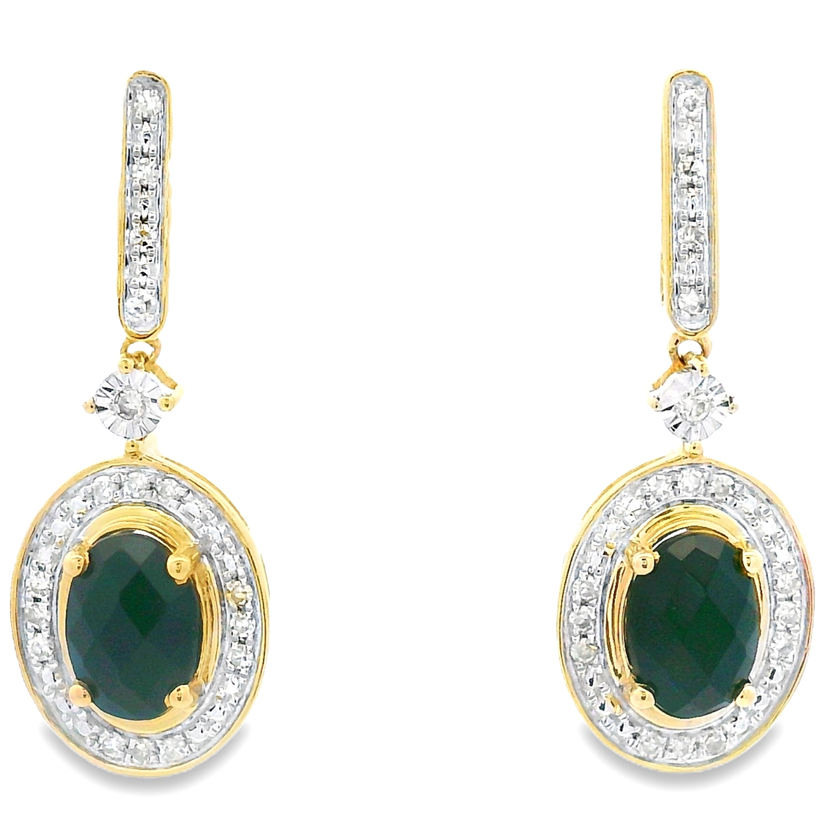 1.06ct Onyx Diamond Dangle Earrings 10KT Yellow Gold by Bids.com