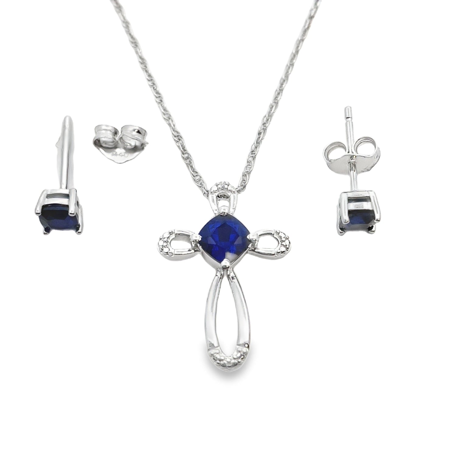 Genuine Created Sapphire Jewelry sets Sterling Silver by Bids.com
