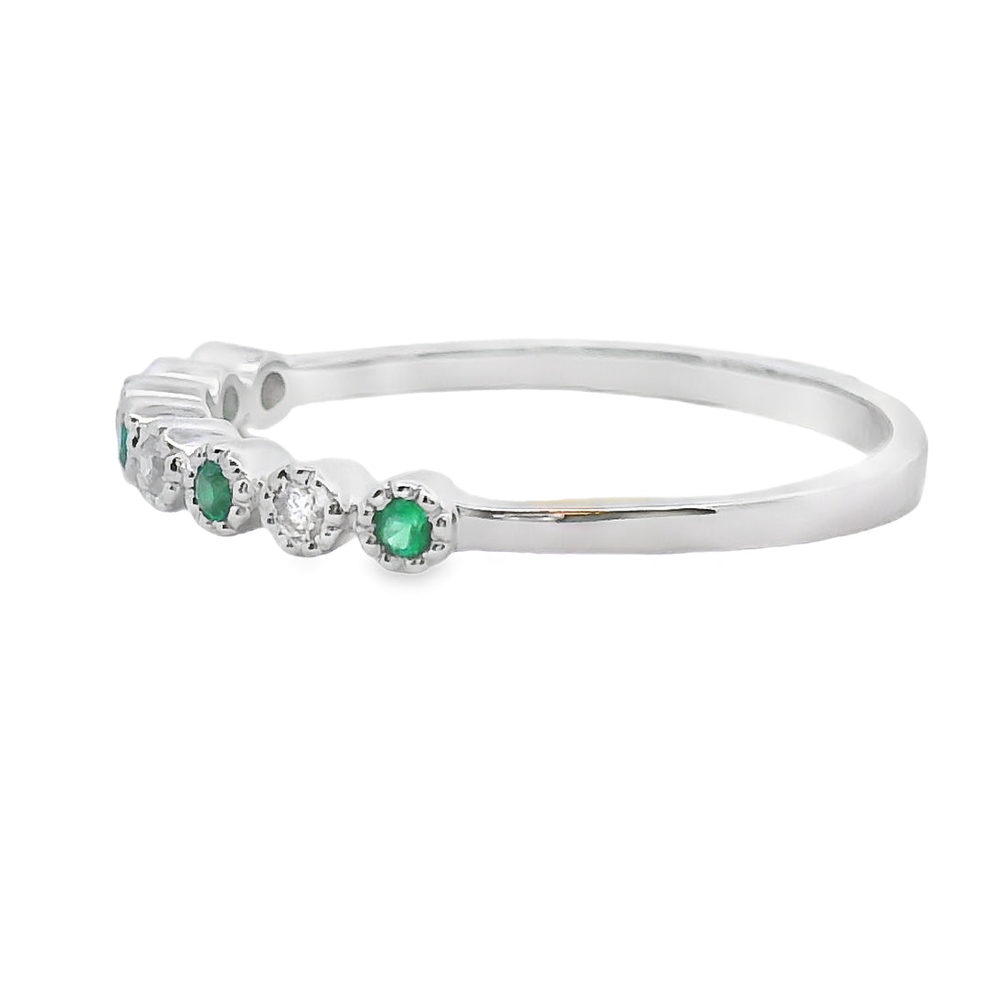 Emerald Diamond stackable band set 14KT White Gold by Bids.com