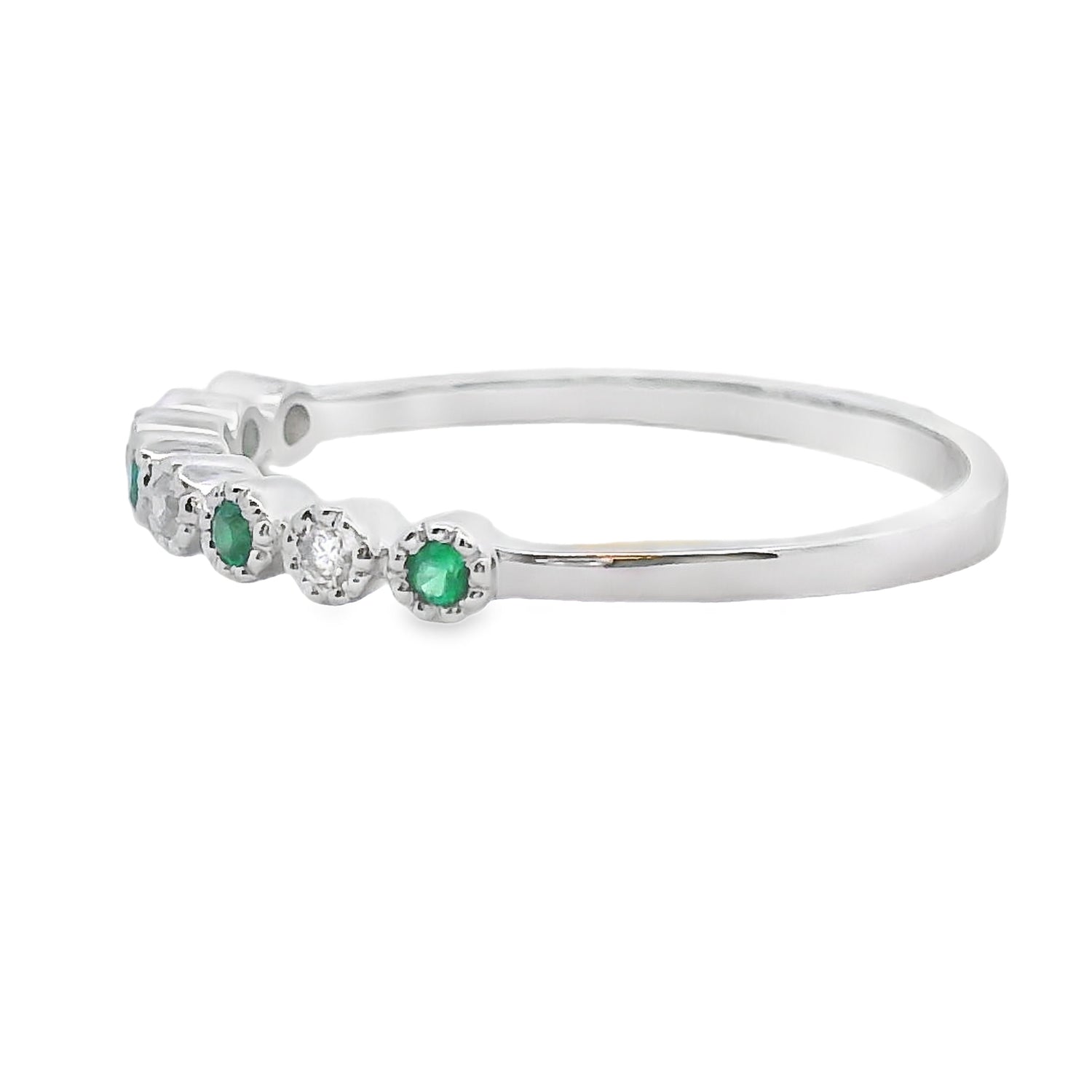 Emerald Diamond stackable band set 14KT White Gold by Bids.com
