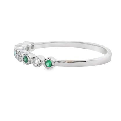 Emerald Diamond stackable band set 14KT White Gold by Bids.com