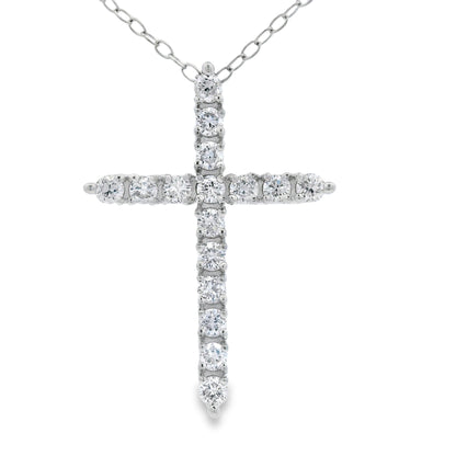 Genuine .65ct Cross Religious Pendant Sterling Silver