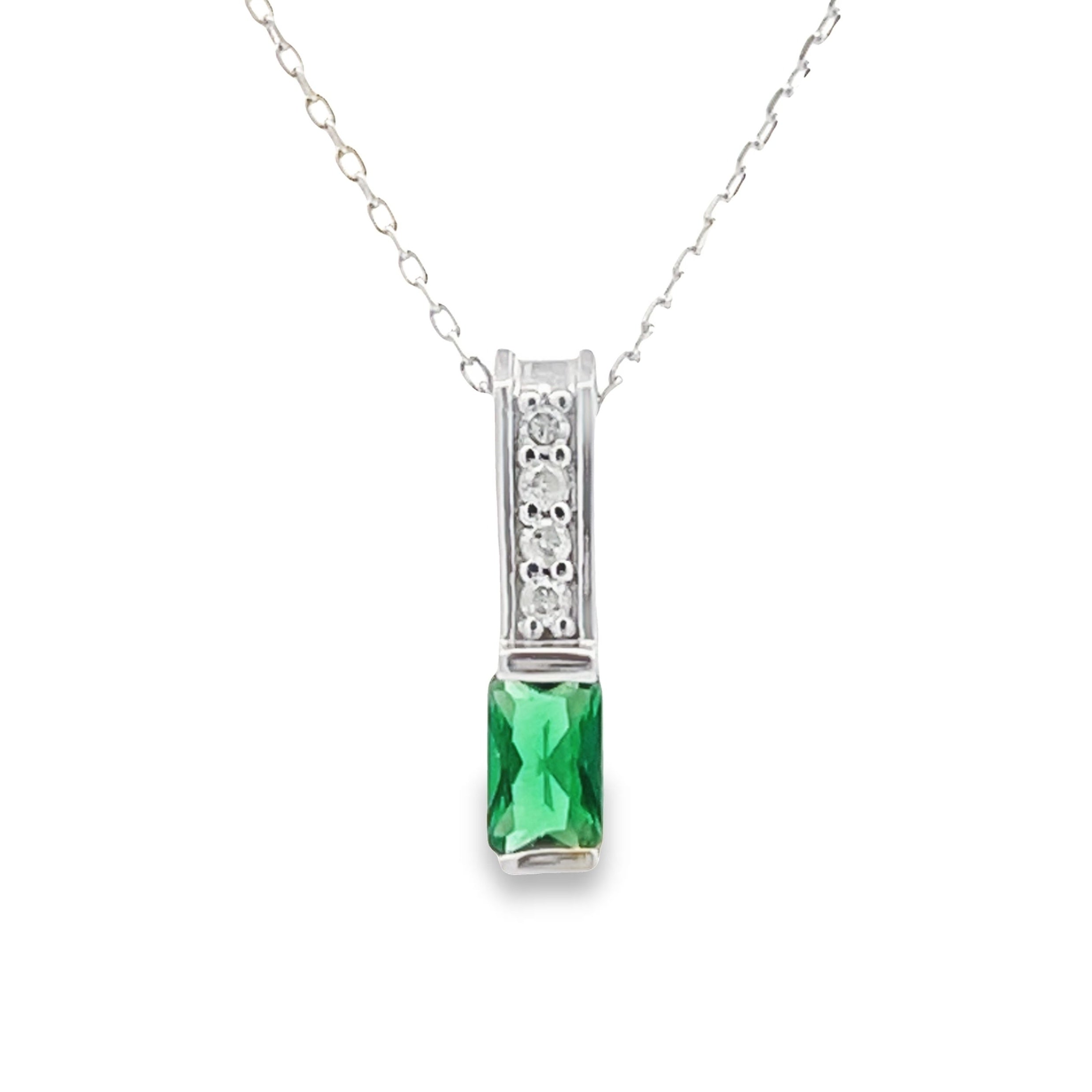.06ct Created Emerald Fashion Pendants 10KT White Gold by Bids.com