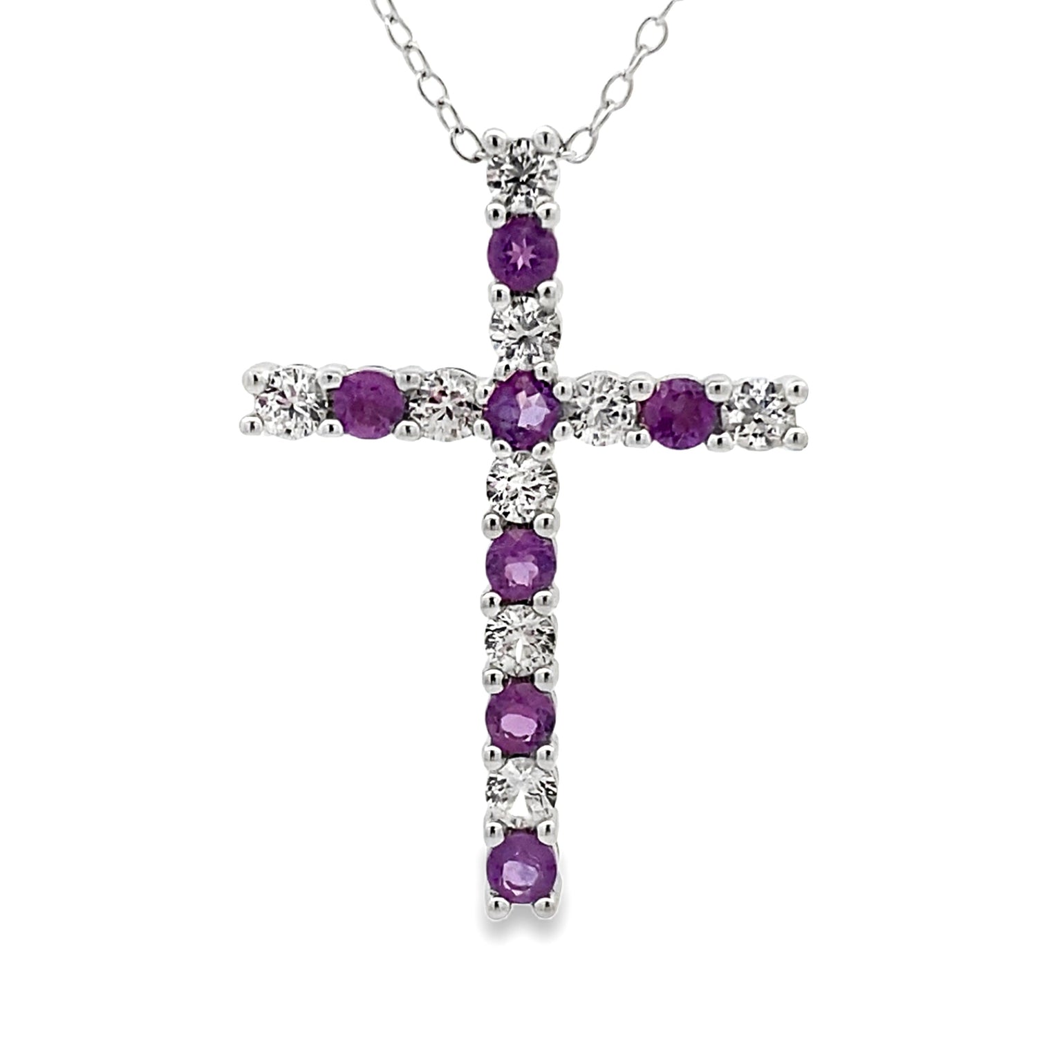.50ct Amethyst Cross Religious Pendant Sterling Silver