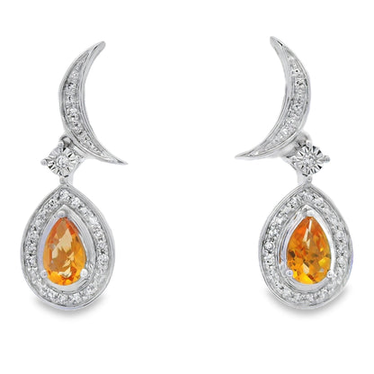 .48ct Citrine Diamond Dangle Earrings 10KT White Gold by Bids.com