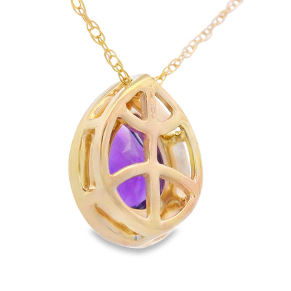 Amethyst Diamond Fashion Pendants 10KT Yellow Gold by Bids.com