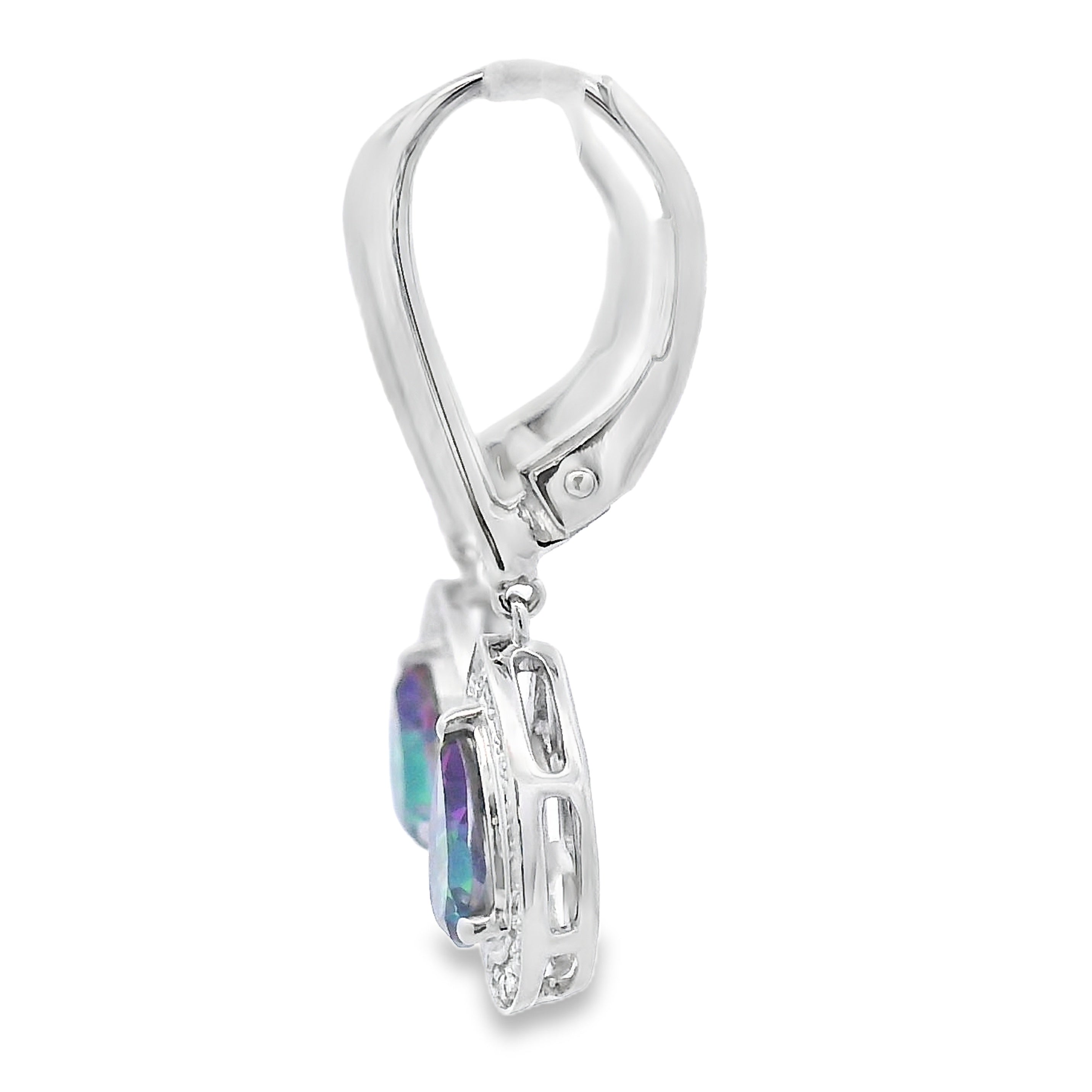 Mystic Fire Topaz Dangle Earrings 10KT White Gold by Bids.com