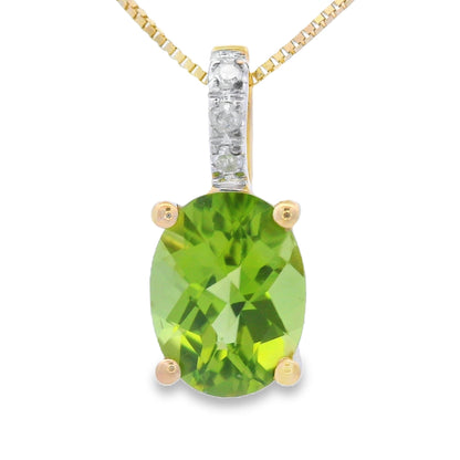 Peridot Diamond Fashion Pendants 10KT Yellow Gold