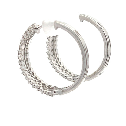 Natural 1.02ct Diamond Hoop Earrings 10KT White Gold by Bids.com