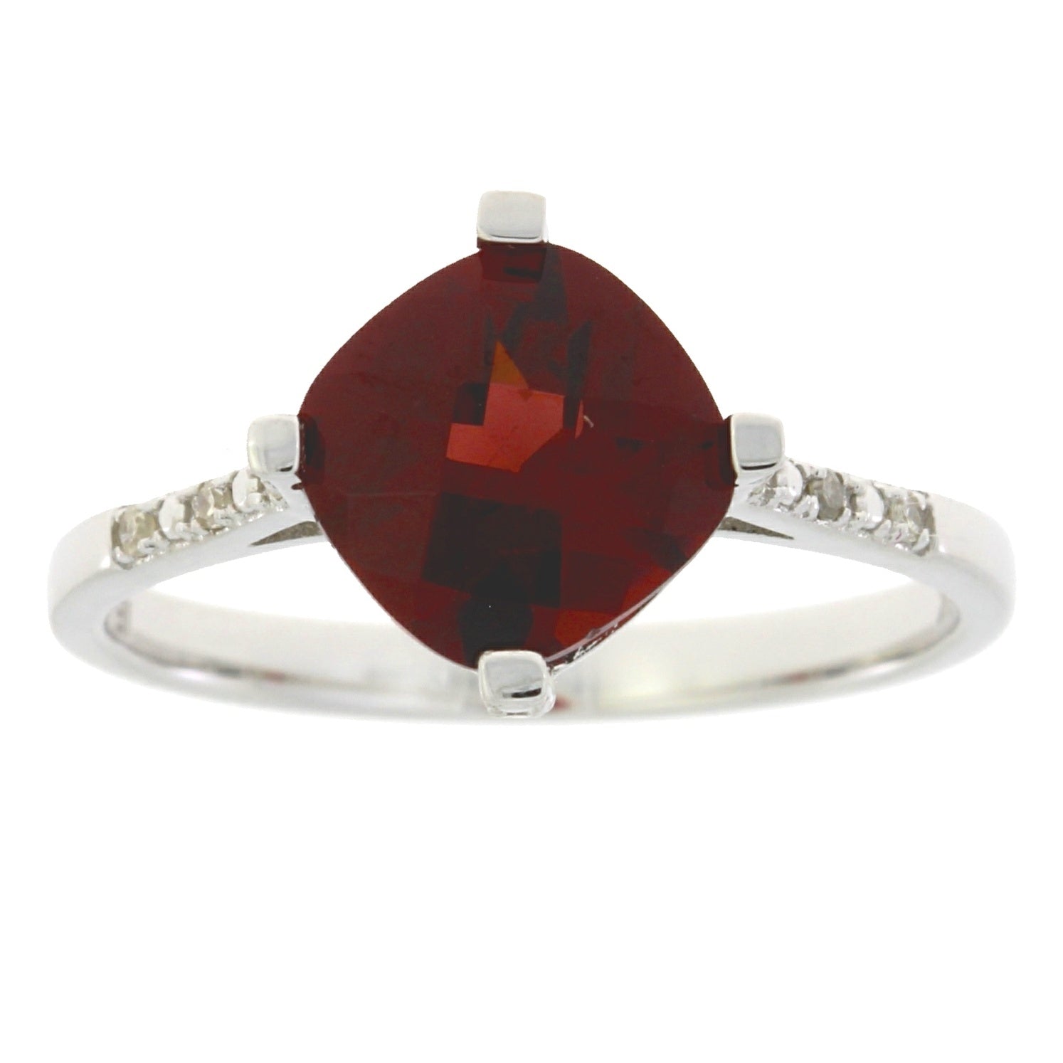 Natural 1.25ct Garnet Diamond Ring 10KT White Gold by Bids.com