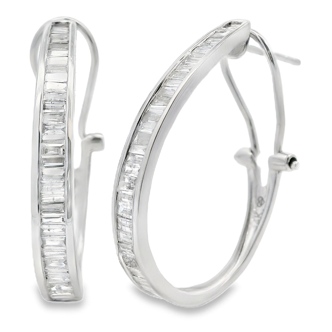 Genuine 1.00ct Diamond Hoop Earrings 14KT White Gold by Bids.com