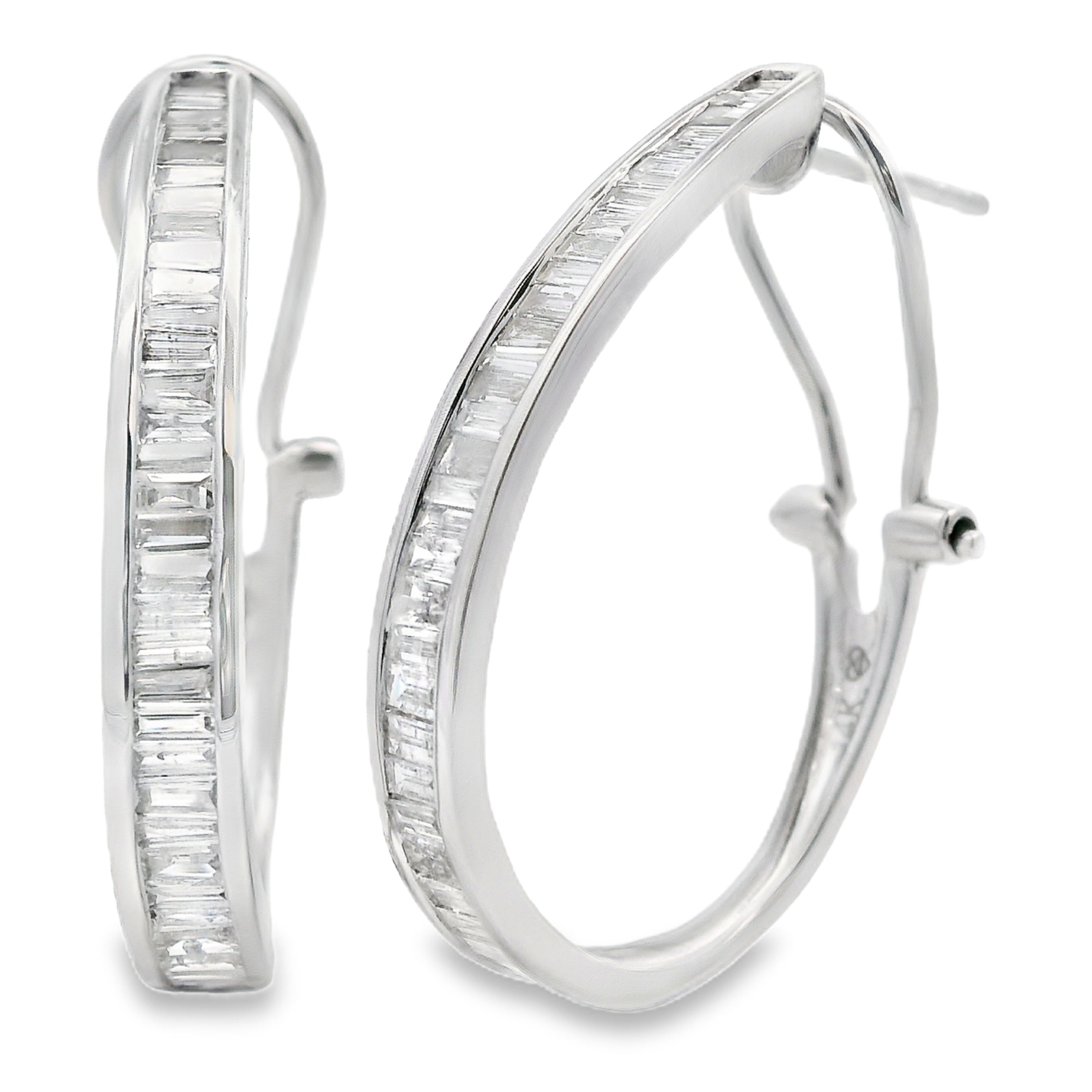 Genuine 1.00ct Diamond Hoop Earrings 14KT White Gold by Bids.com
