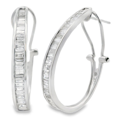 Genuine 1.00ct Diamond Hoop Earrings 14KT White Gold by Bids.com
