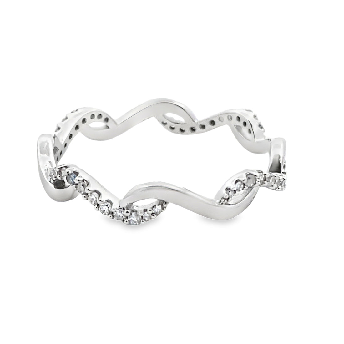 Genuine .17ct Diamond Wedding Band Ring 14KT White Gold by Bids.com