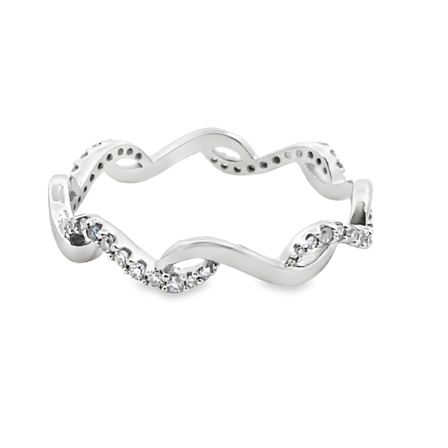 Genuine .17ct Diamond Wedding Band Ring 14KT White Gold by Bids.com