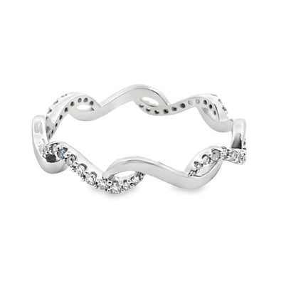 Genuine .17ct Diamond Wedding Band Ring 14KT White Gold by Bids.com
