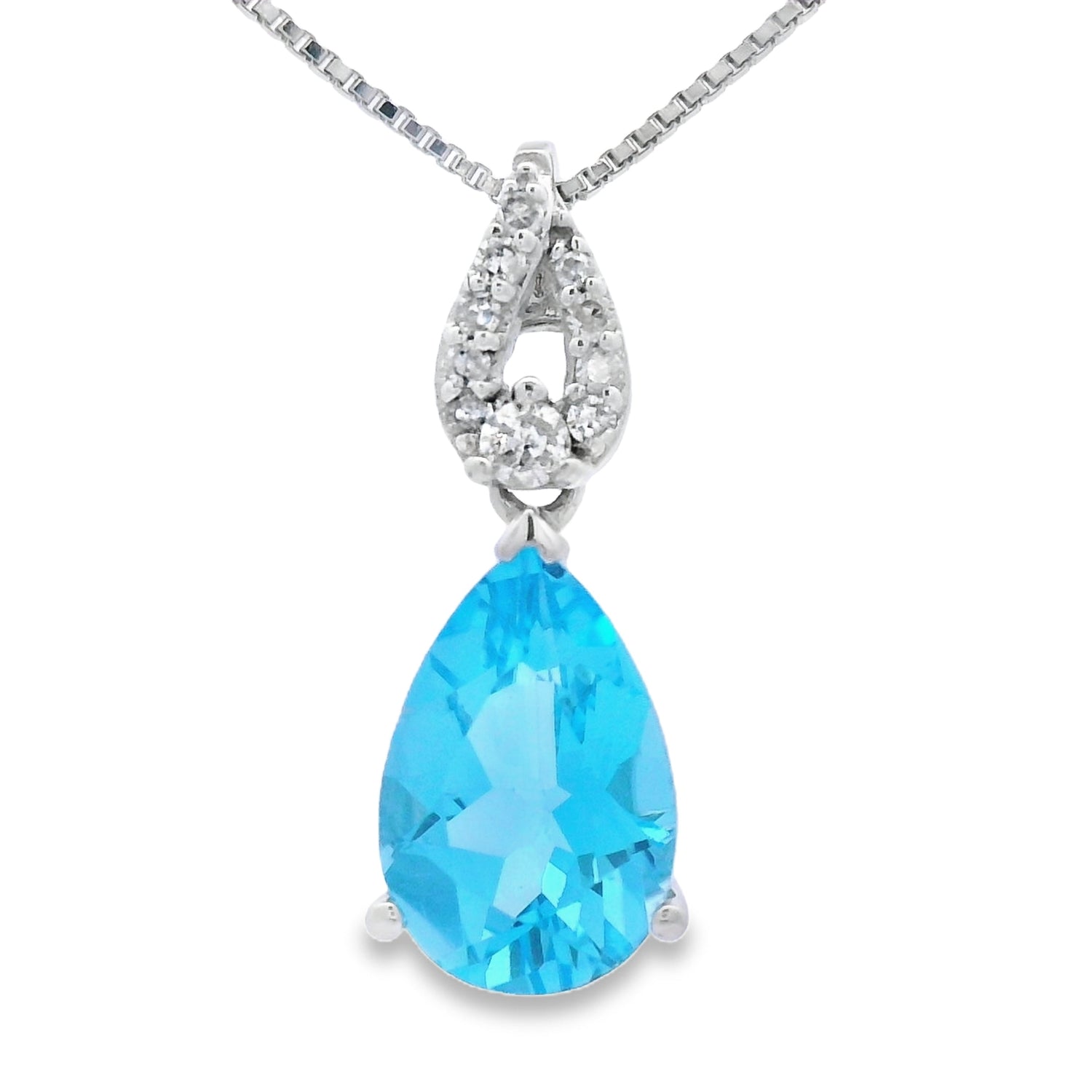 Blue Topaz Diamond Fashion Pendants 10KT White Gold by Bids.com