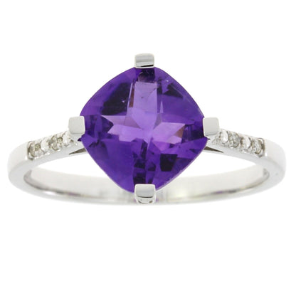 Genuine 1.25ct Amethyst Diamond Ring 10KT White Gold by Bids.com