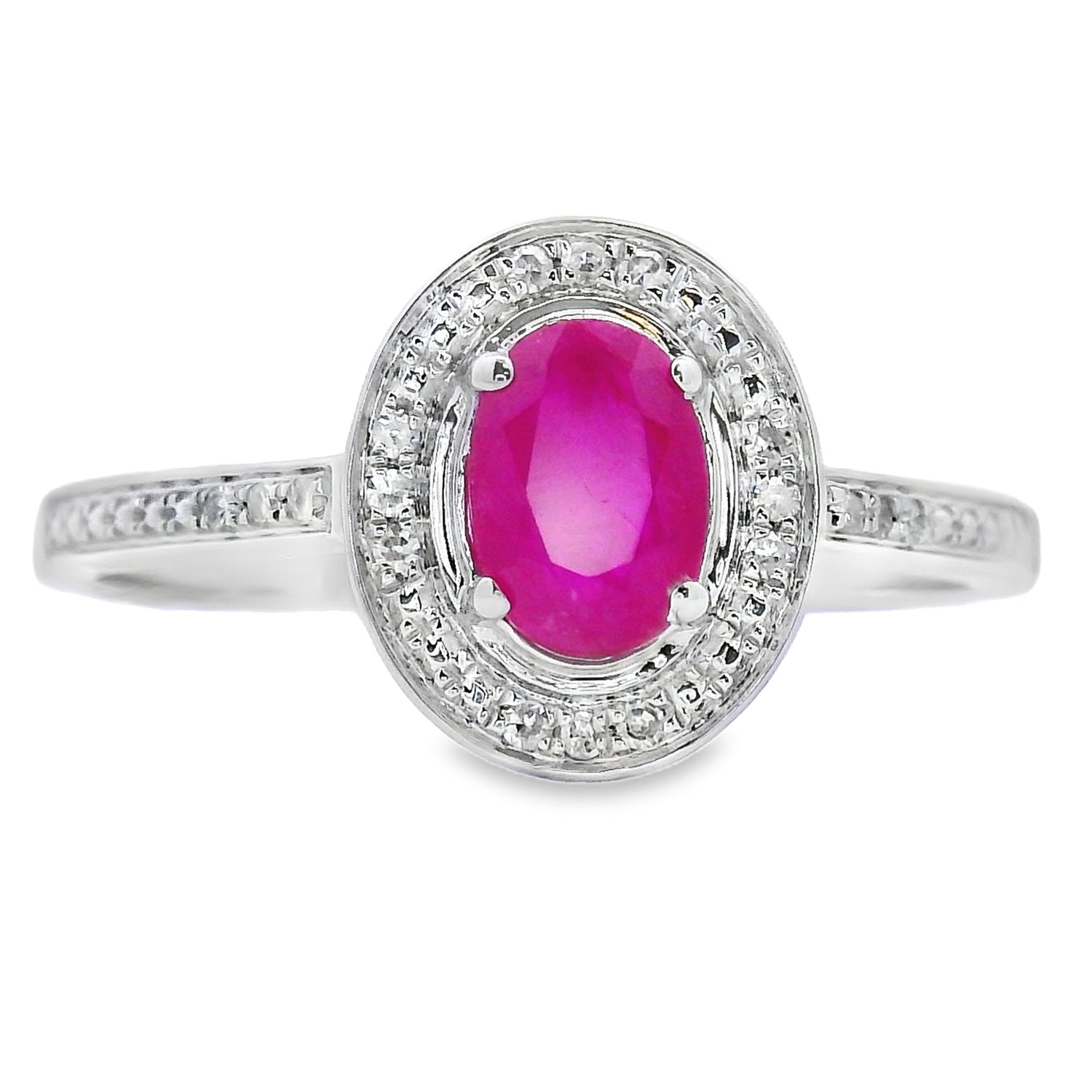 Genuine .67ct Ruby Diamond Ring 10KT White Gold by Bids.com