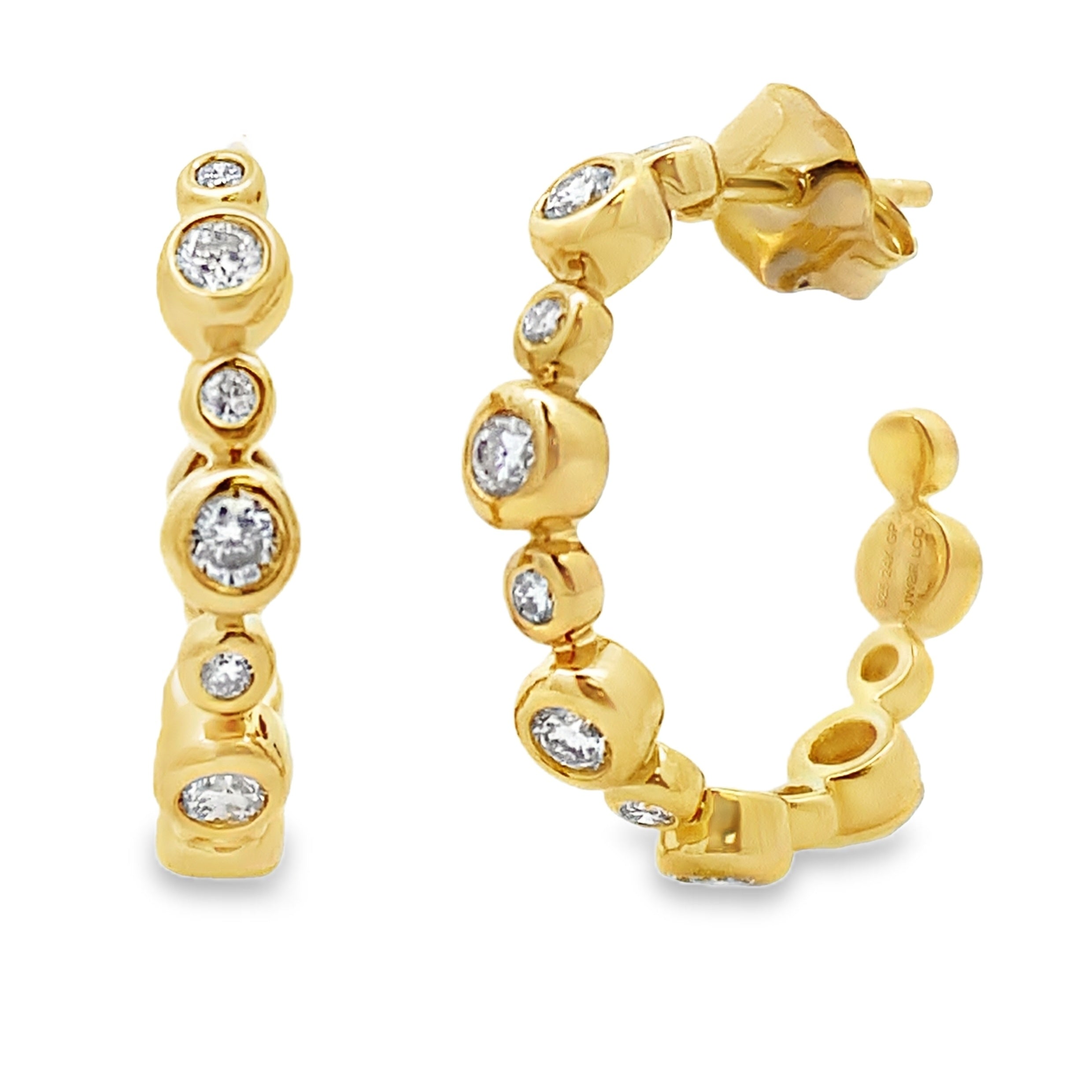 Natural .50ct Hoop Earrings Gold plated Sterling Silver by Bids.com