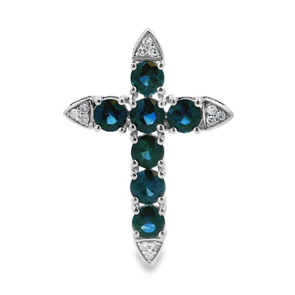 1.68ct Sapphire Cross Religious Pendant 14KT White Gold by Bids.com