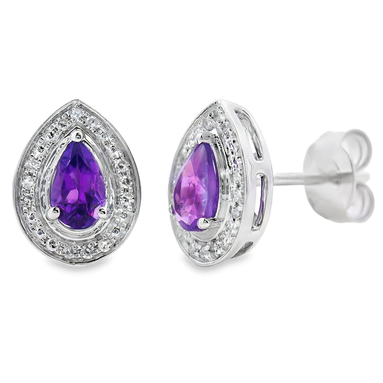 .47ct Amethyst Diamond Stud Earrings 10KT White Gold by Bids.com