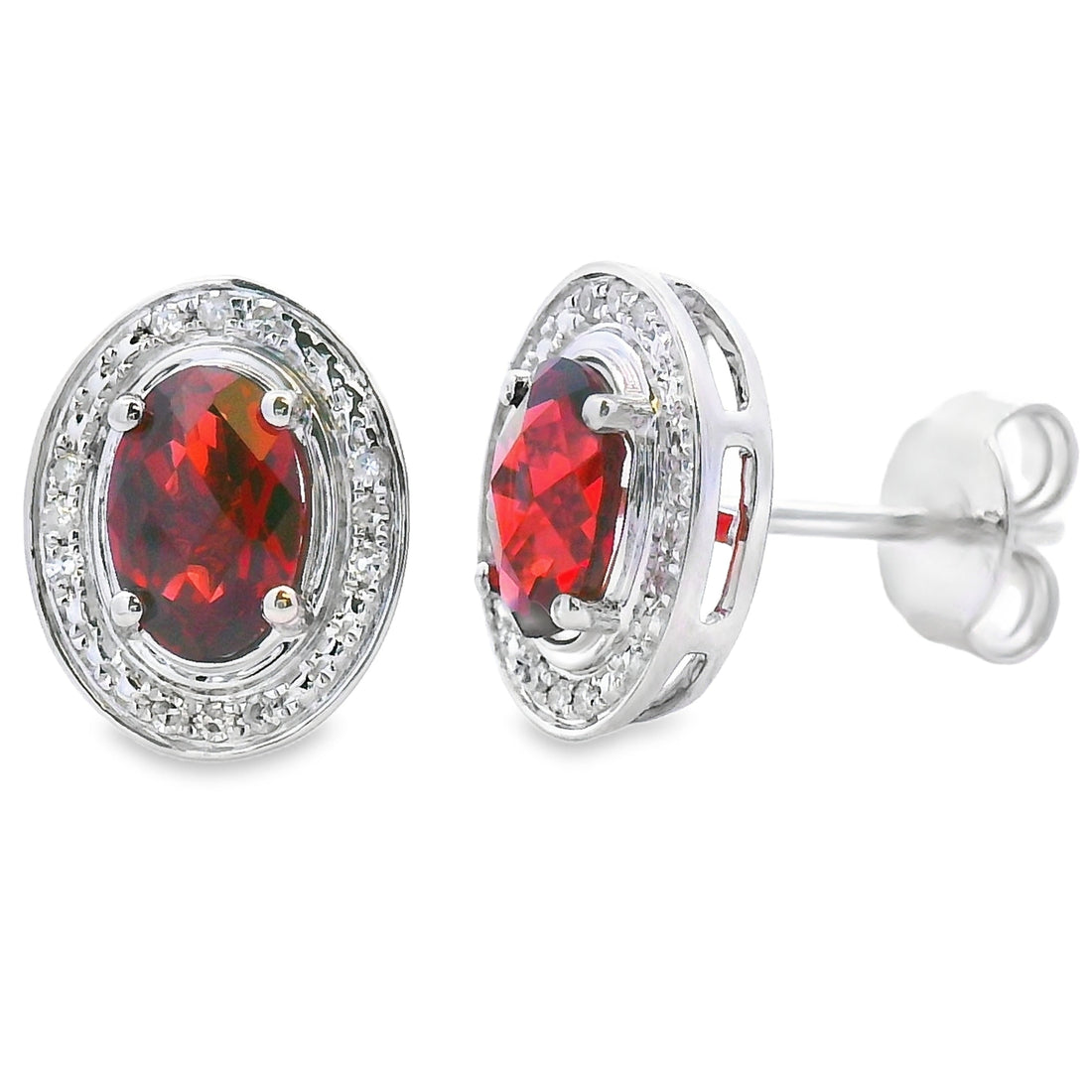 Genuine 1.12ct Garnet Diamond Earrings 10KT White Gold by Bids.com
