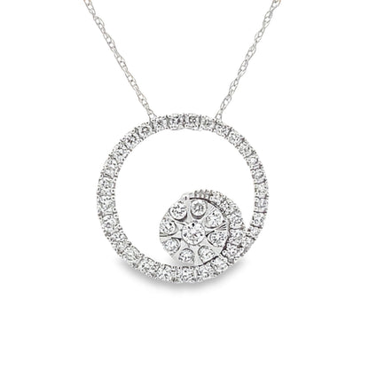 .50ct Diamond Circle of Love Pendant 14KT White Gold by Bids.com