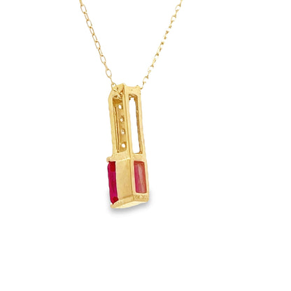 Created Ruby Diamond Fashion Pendants 10KT Yellow Gold by Bids.com