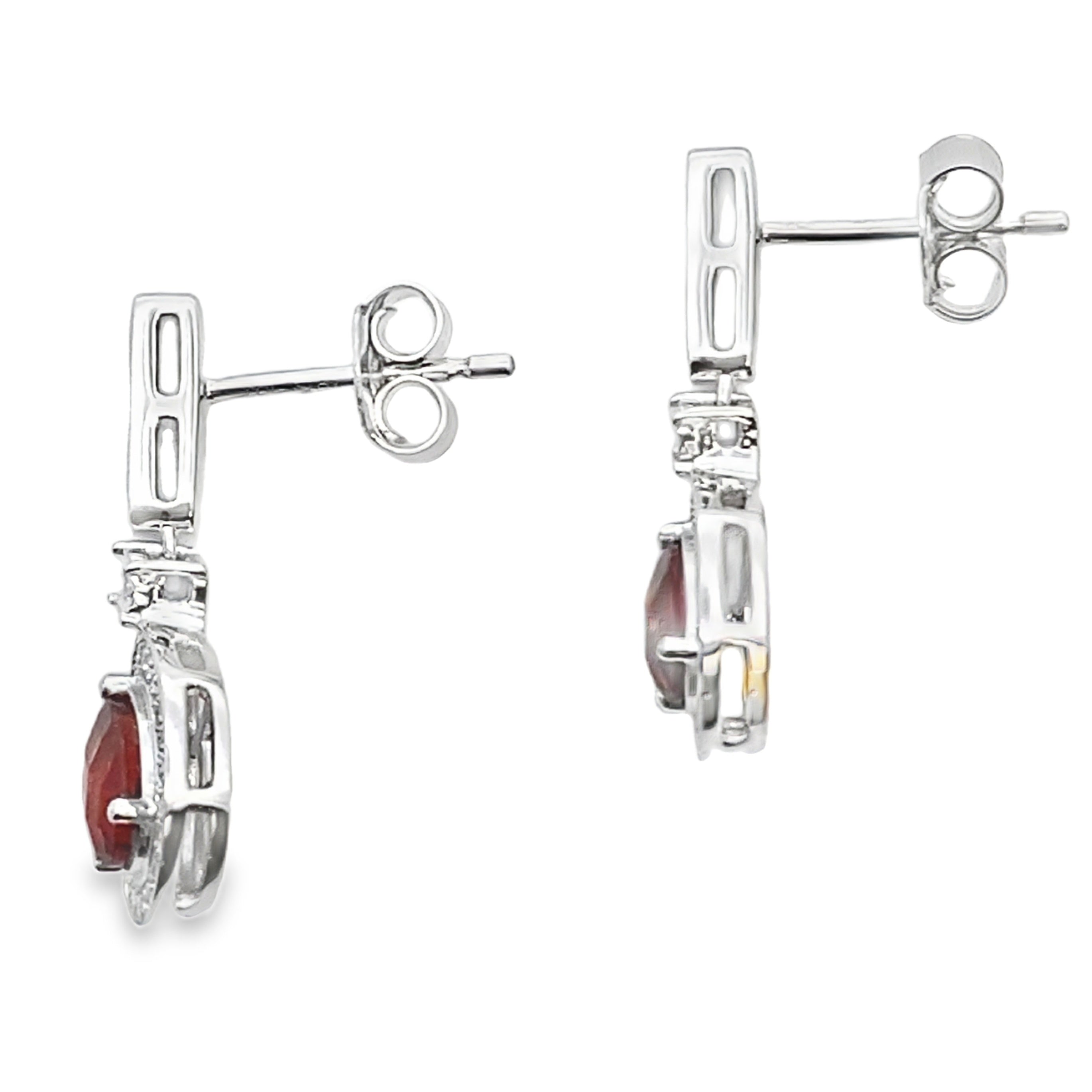 1.06ct Garnet Diamond Dangle Earrings 10KT White Gold by Bids.com