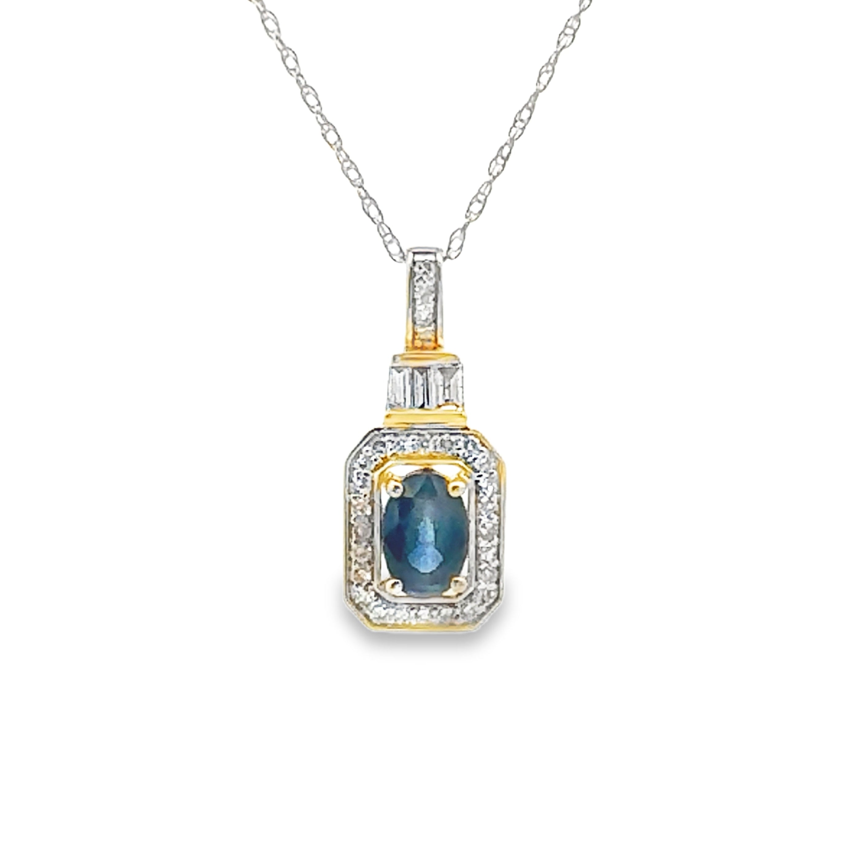 Sapphire Diamond Fashion Pendants 14KT Yellow Gold by Bids.com