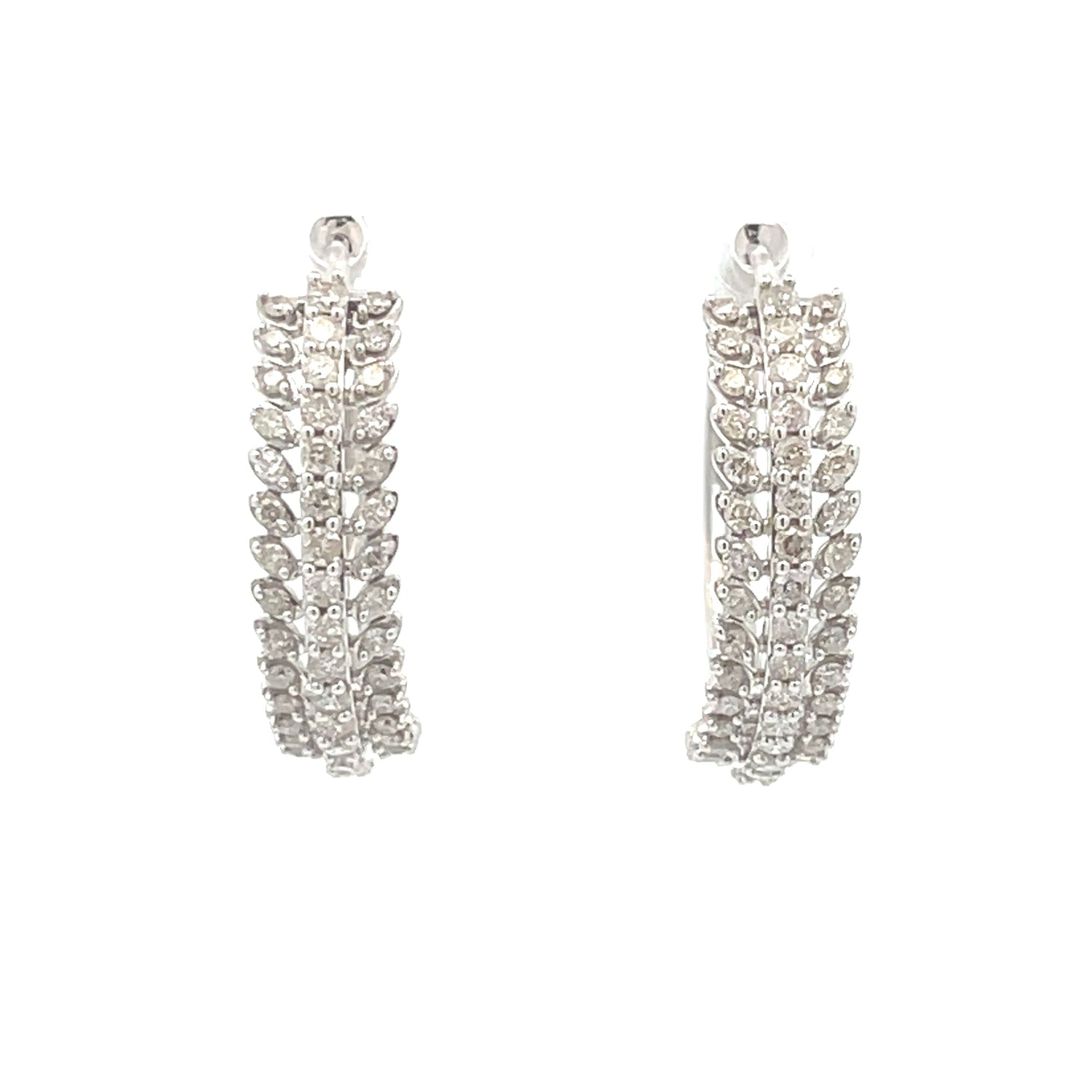 Natural 1.02ct Diamond Hoop Earrings 10KT White Gold by Bids.com