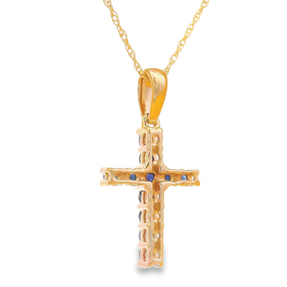 .29ct Sapphire Cross Religious Pendant 14KT Yellow Gold by Bids.com