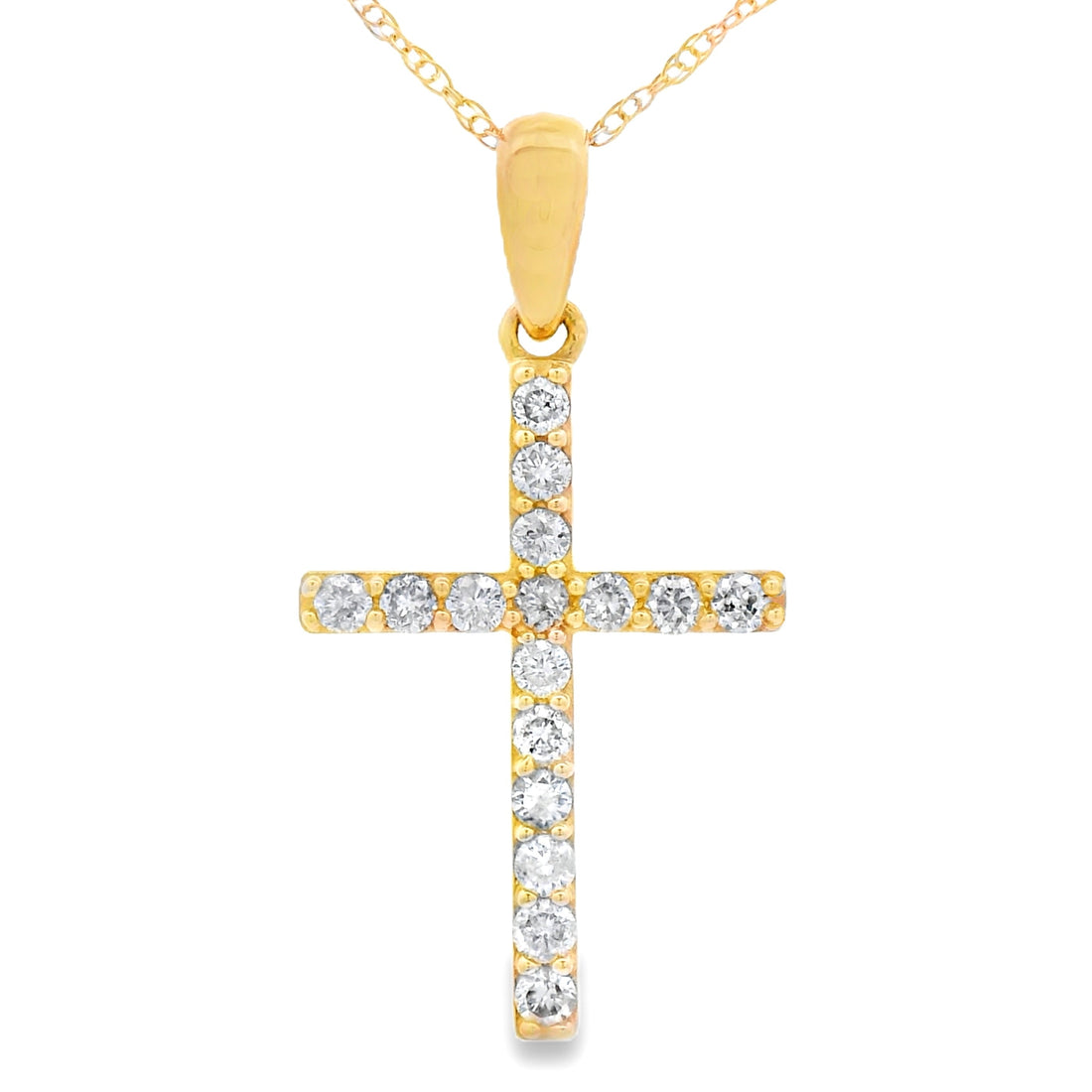 .25ct Diamond Cross Religious Pendant 14KT Yellow Gold by Bids.com