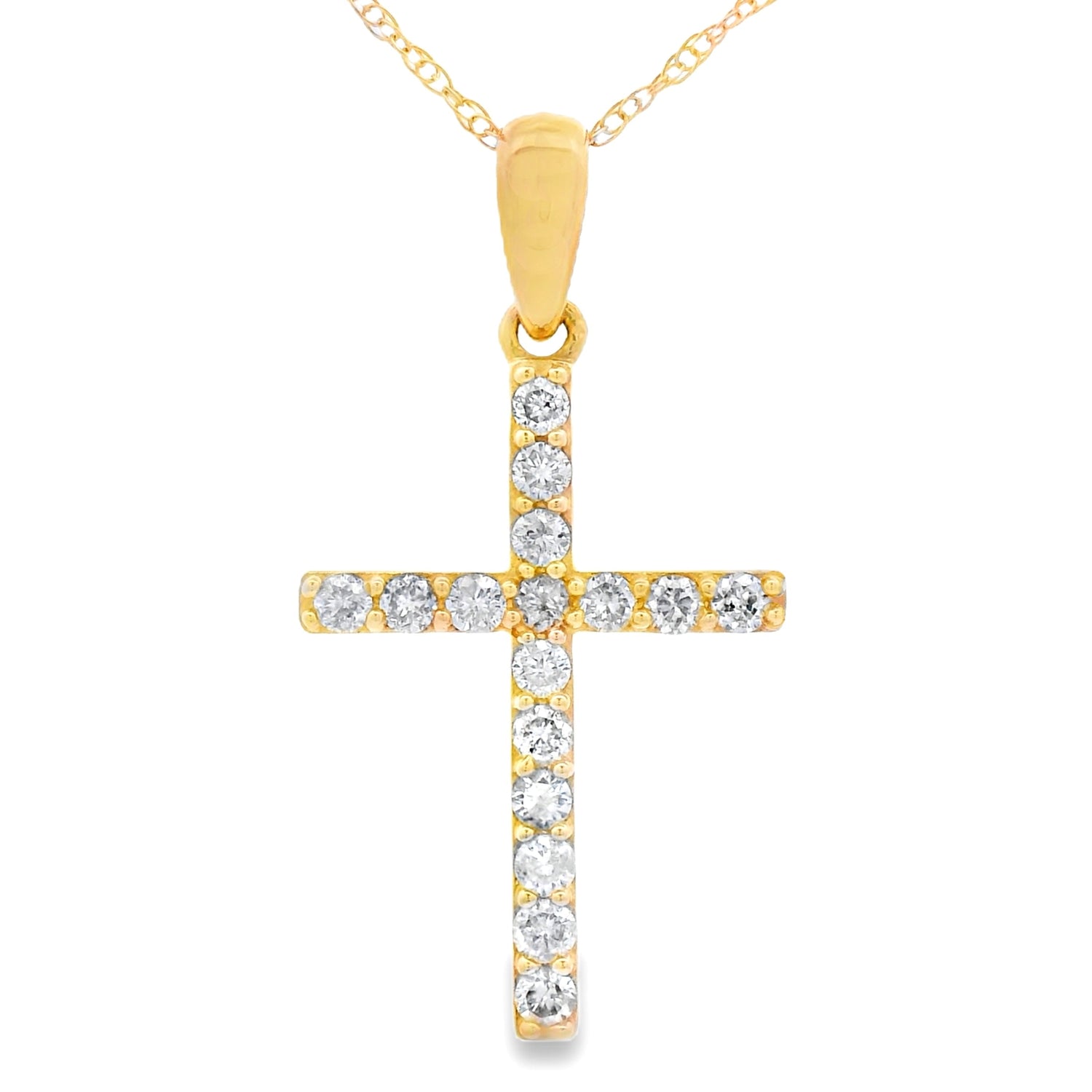 .25ct Diamond Cross Religious Pendant 14KT Yellow Gold by Bids.com