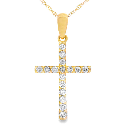 .25ct Diamond Cross Religious Pendant 14KT Yellow Gold by Bids.com