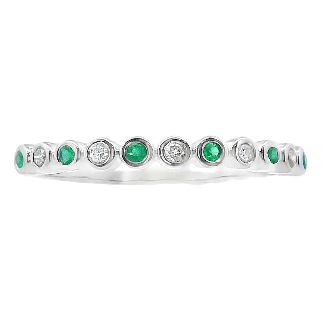 Emerald Diamond stackable band set 14KT White Gold by Bids.com