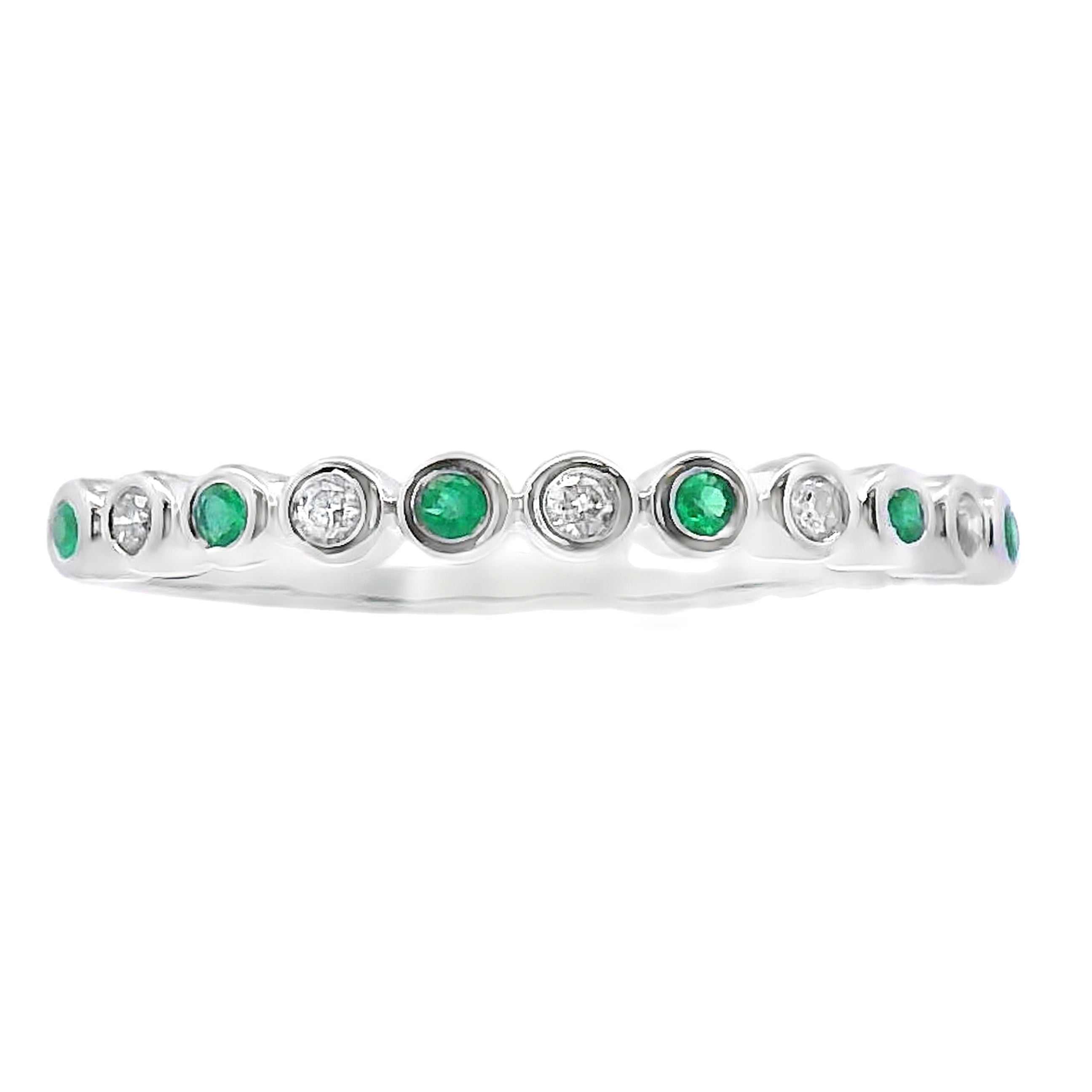 Emerald Diamond stackable band set 14KT White Gold by Bids.com