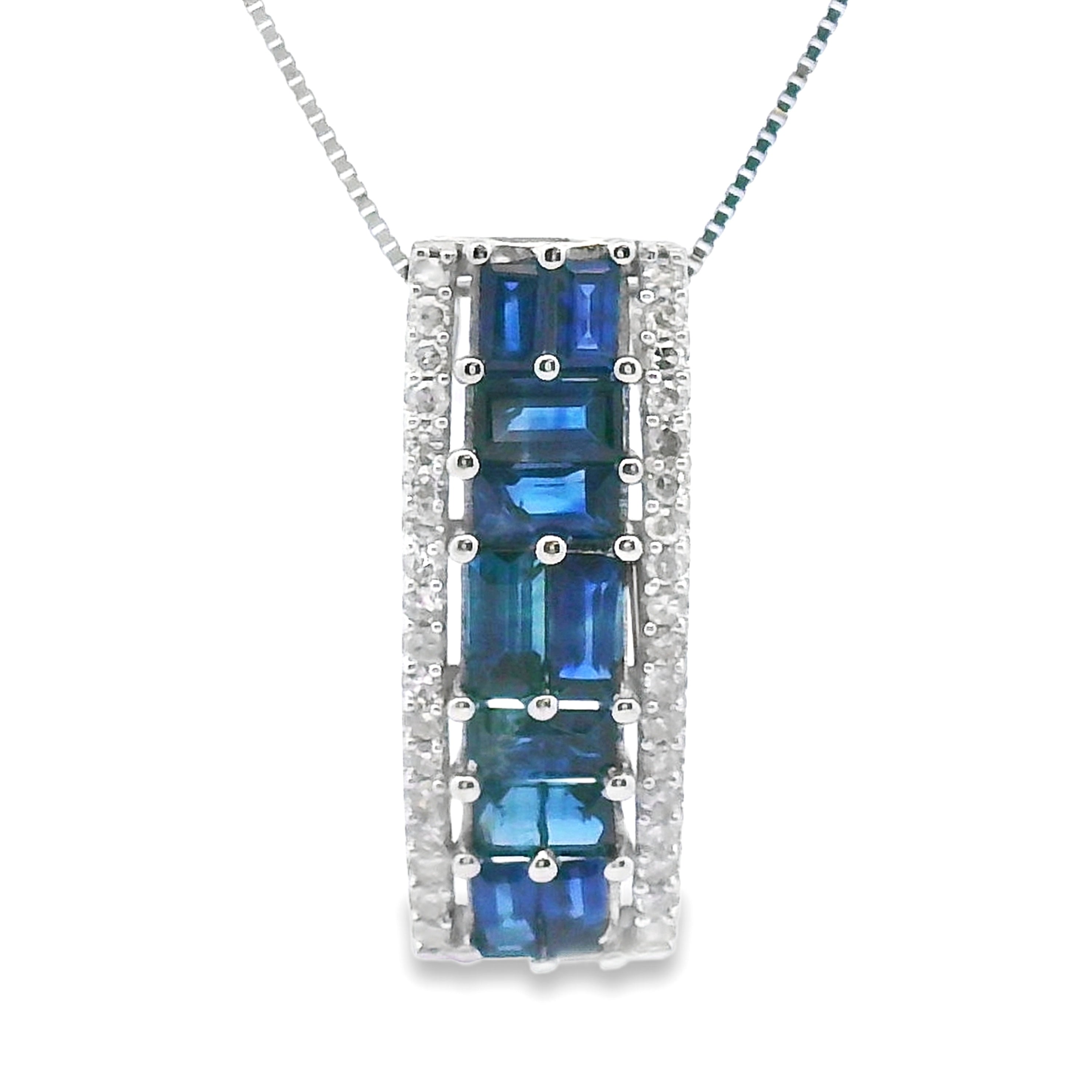 Sapphire Diamond Fashion Pendants 14KT White Gold by Bids.com