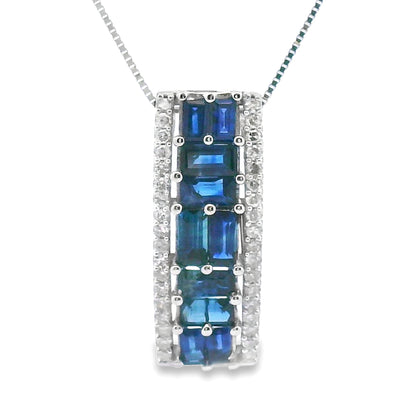 Sapphire Diamond Fashion Pendants 14KT White Gold by Bids.com