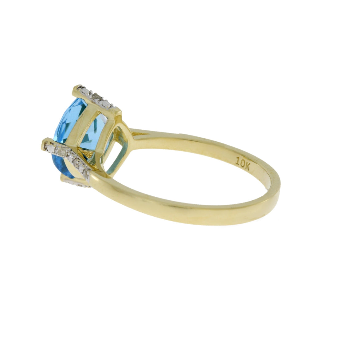 Genuine 1.20ct Blue Topaz Diamond Ring 10KT Yellow Gold by Bids.com