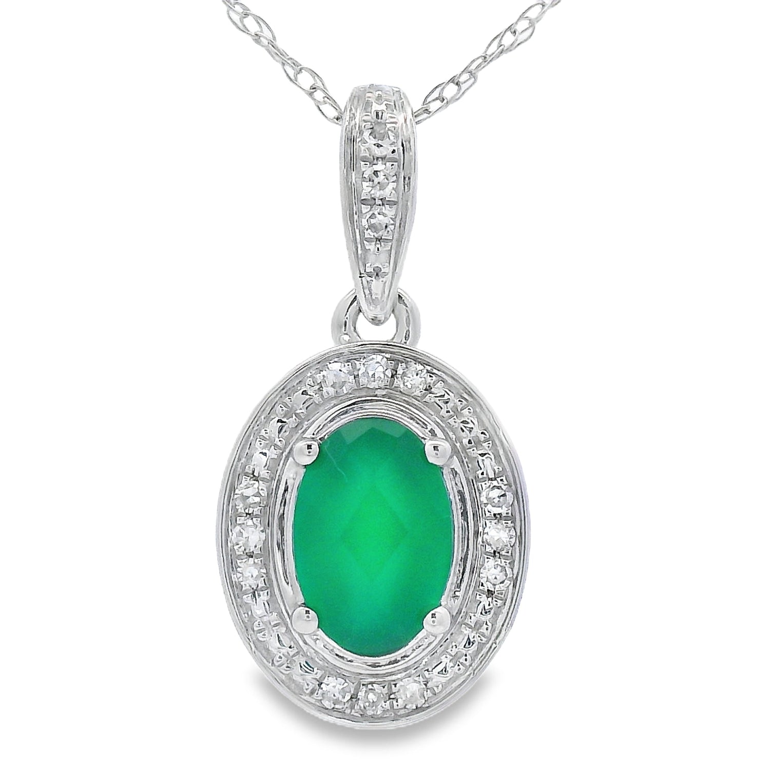 Chalcedony Diamond Fashion Pendants 10KT White Gold by Bids.com