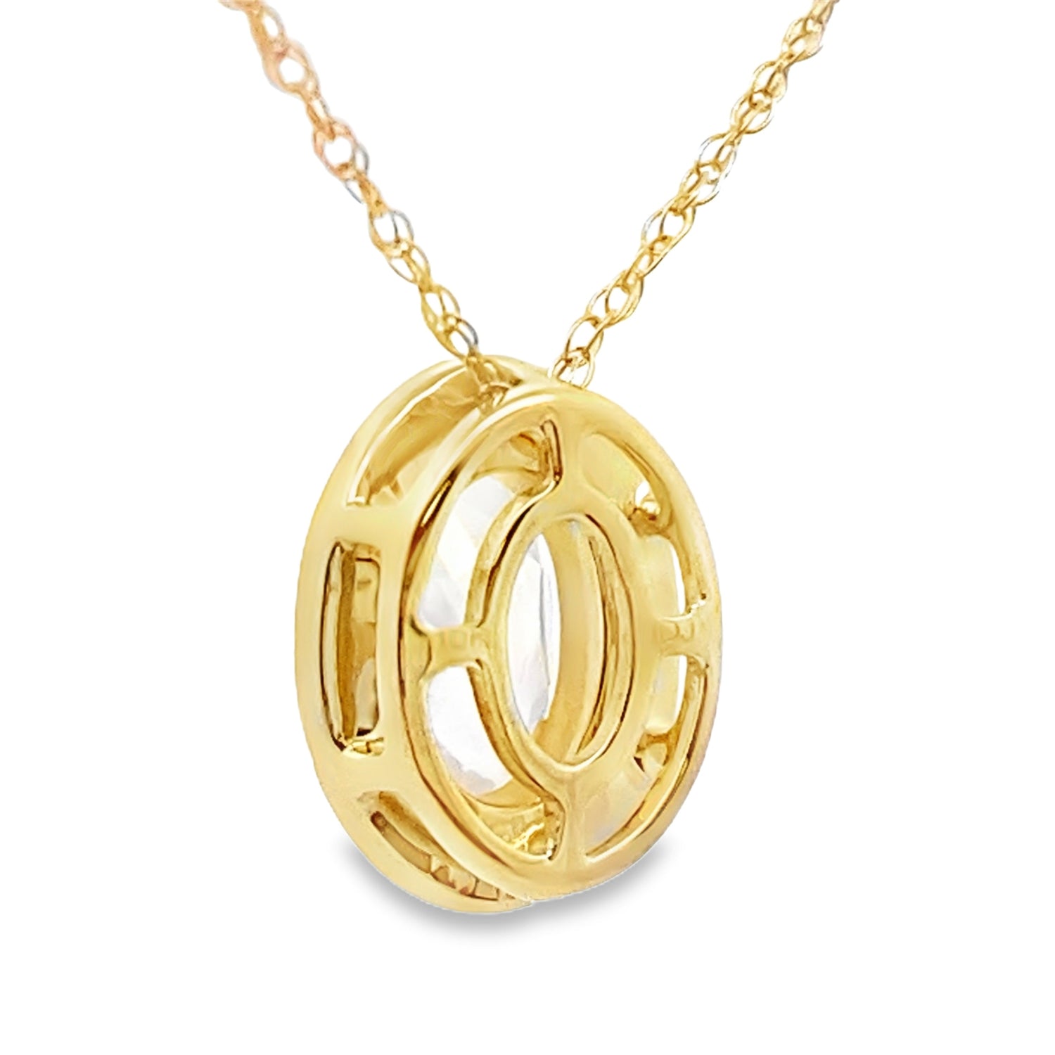 Rose Quartz Diamond Fashion Pendants 10KT Yellow Gold by Bids.com