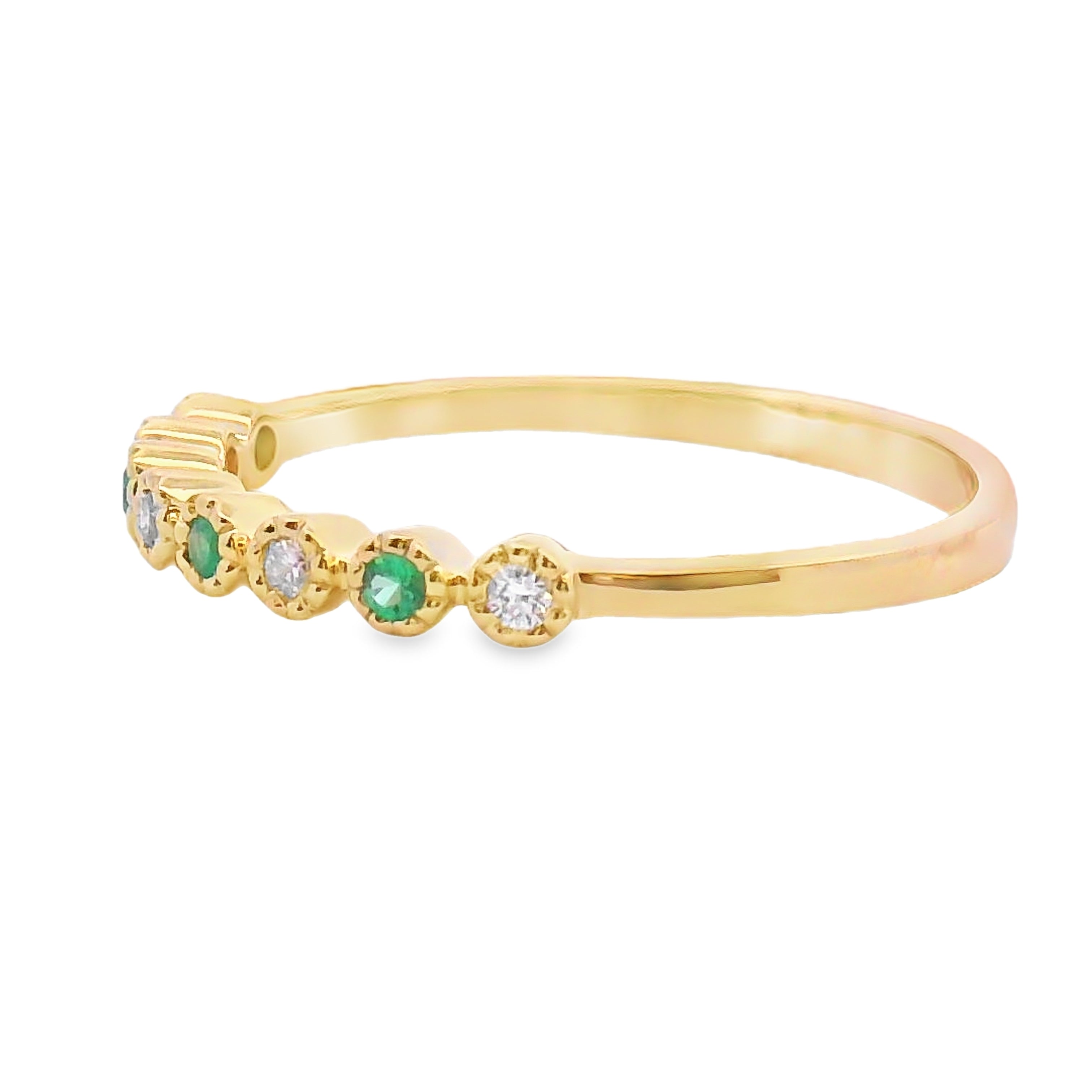 Emerald Diamond stackable band set 14KT Yellow Gold by Bids.com