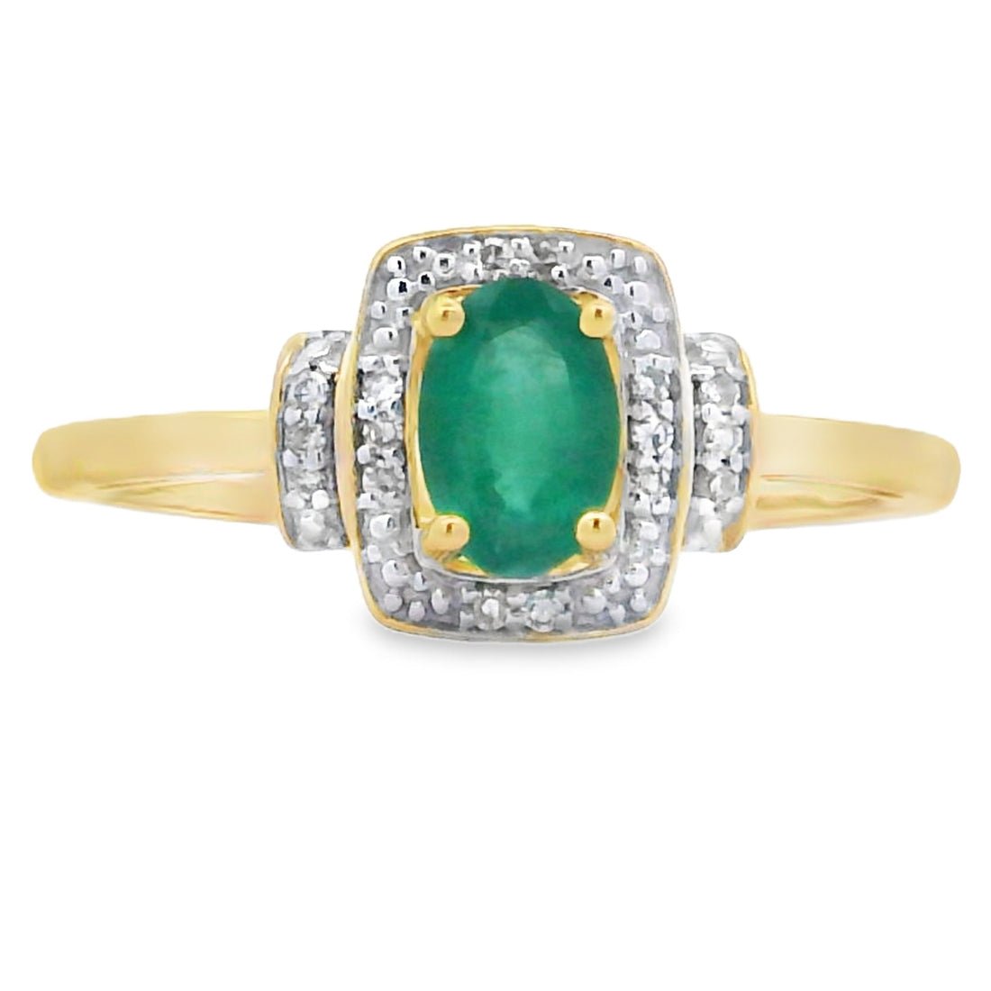 Natural .45ct Emerald Diamond Ring 10KT Yellow Gold by Bids.com