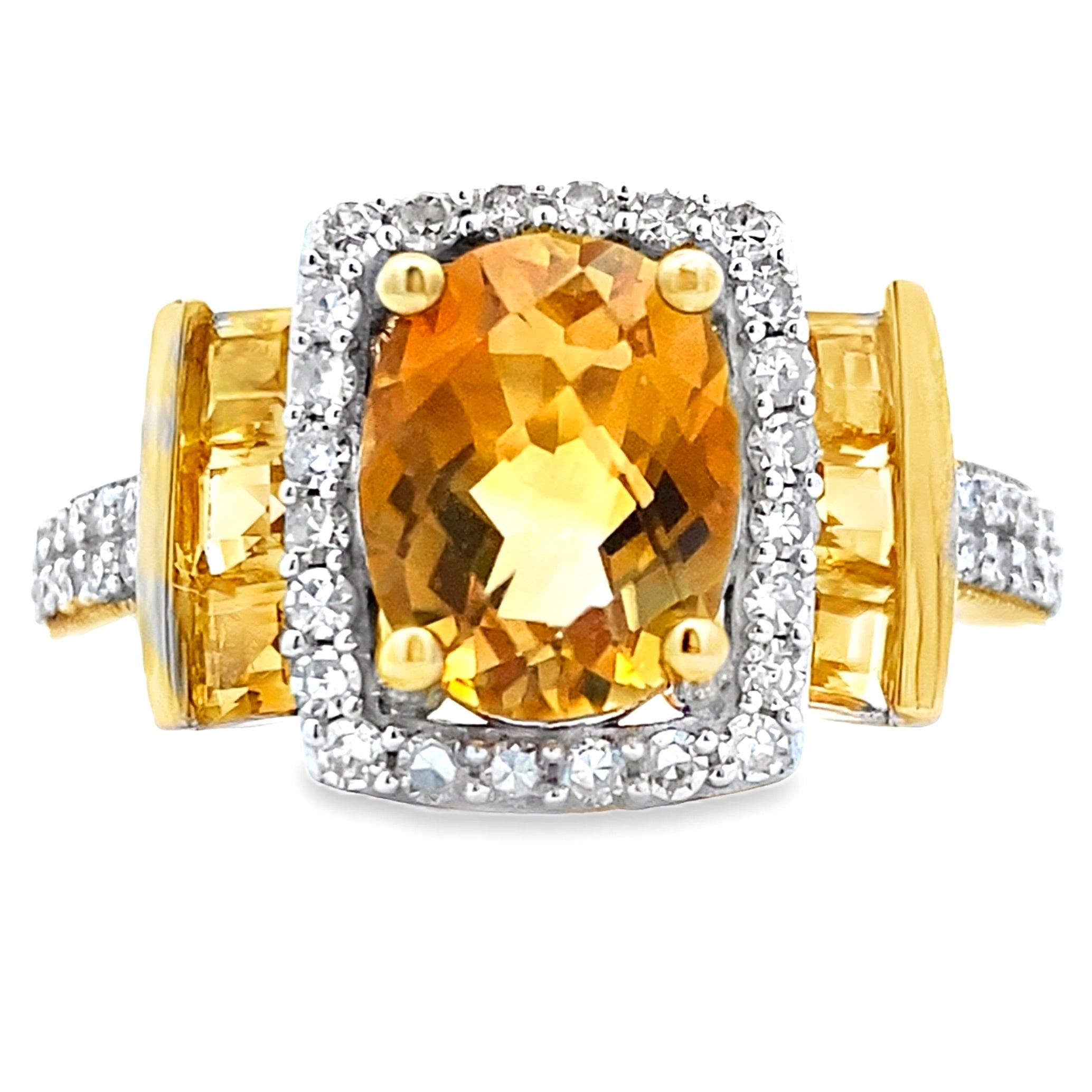 Genuine 2.47ct Citrine Diamond Ring 10KT Yellow Gold by Bids.com