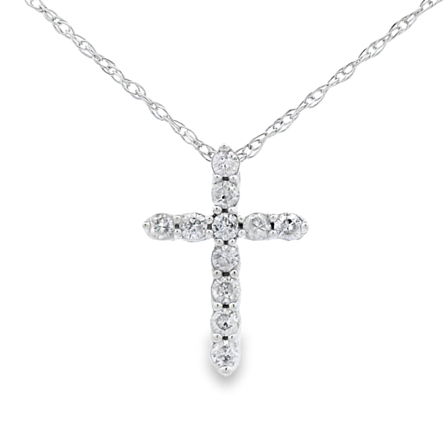 .12ct Diamond Cross Religious Pendant 14KT White Gold by Bids.com