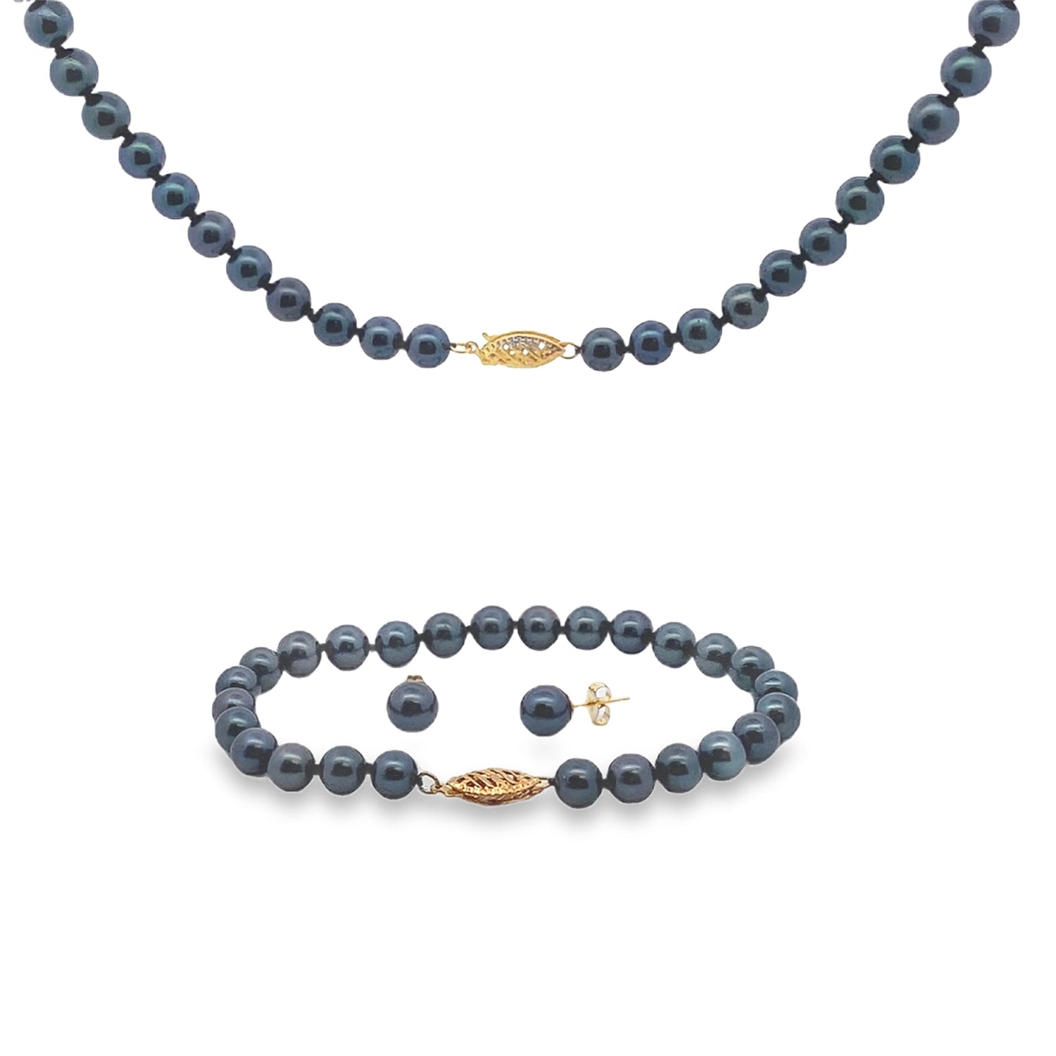 Genuine Akoya Pearl Jewelry sets 14KT Yellow Gold by Bids.com