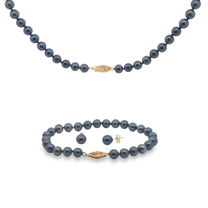 Genuine Akoya Pearl Jewelry sets 14KT Yellow Gold by Bids.com