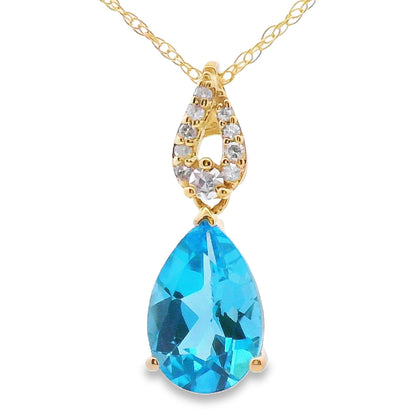 Blue Topaz Diamond Fashion Pendants 10KT Yellow Gold by Bids.com